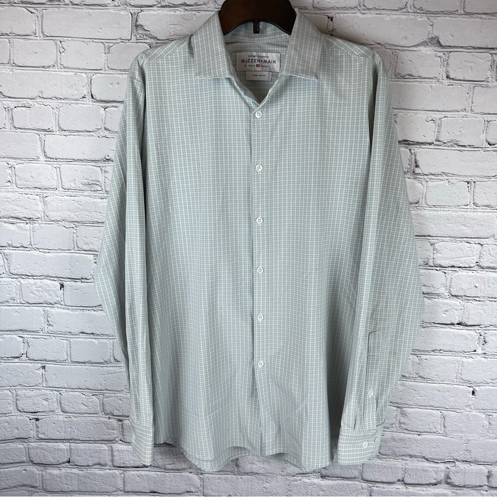 Mizzen+Main Green Checkered Casual Button Down Shirt